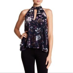 ASTR The Label, Halter Top - Navy, Velvet Flowers